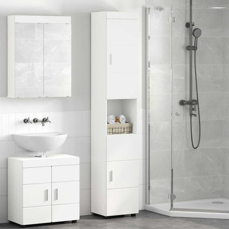 Vidaxl badkamerkastenset tulum wit 37 x 31,5 x 203 cm bewerkt hout