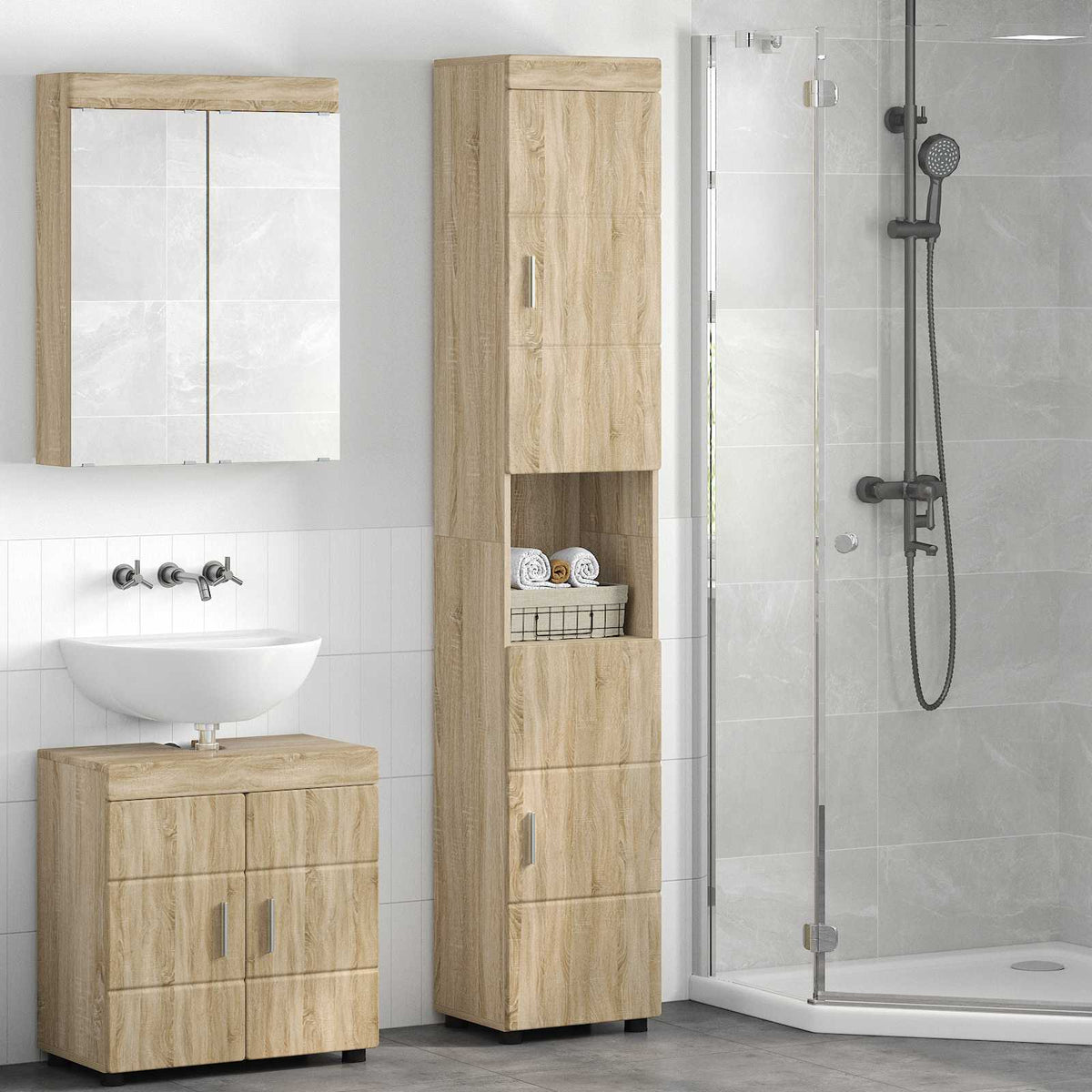 Vidaxl badkamerkastenset tulum sonoma eiken 37 x 31,5 x 203 cm