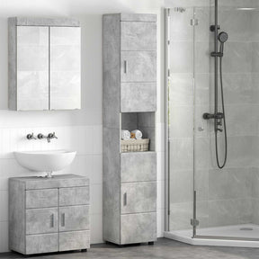 Vidaxl badkamerkastenset tulum beton grijs 37 x 31,5 x 203 cm