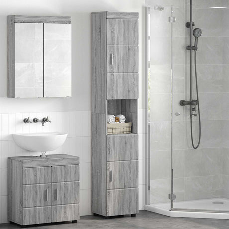 Vidaxl badkamerkastenset tulum grijs sonoma 37 x 31,5 x 203 cm