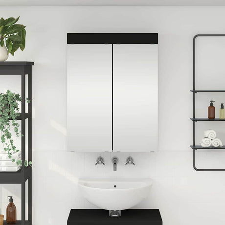 Vidaxl badkamer spiegelkast tulum zwart 60 x 16,5 x 78 cm bewerkt hout