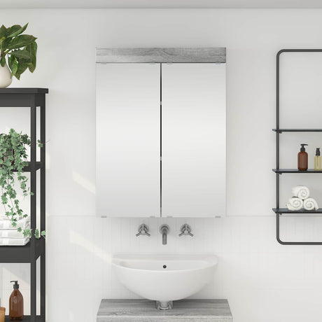 Vidaxl badkamer spiegelkast tulum grijs sonoma 60 x 16,5 x 78 cm