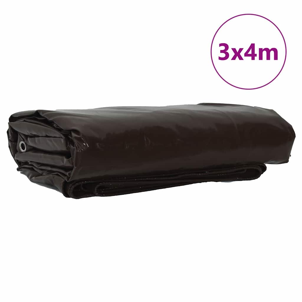 Vidaxl zeil 650g m² bruin 3 x 4 m canvas met pvc-coating