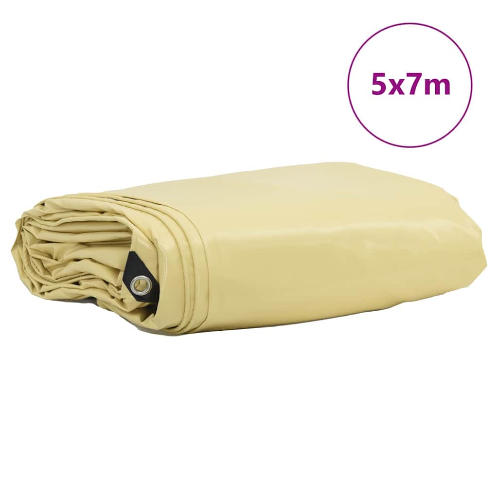 Vidaxl zeil 650g m² beige 5 x 7 m canvas met pvc-coating