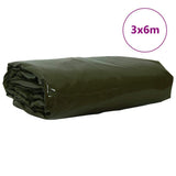 Vidaxl zeil 650g m² olijf groen 3 x 6 m canvas met pvc-coating