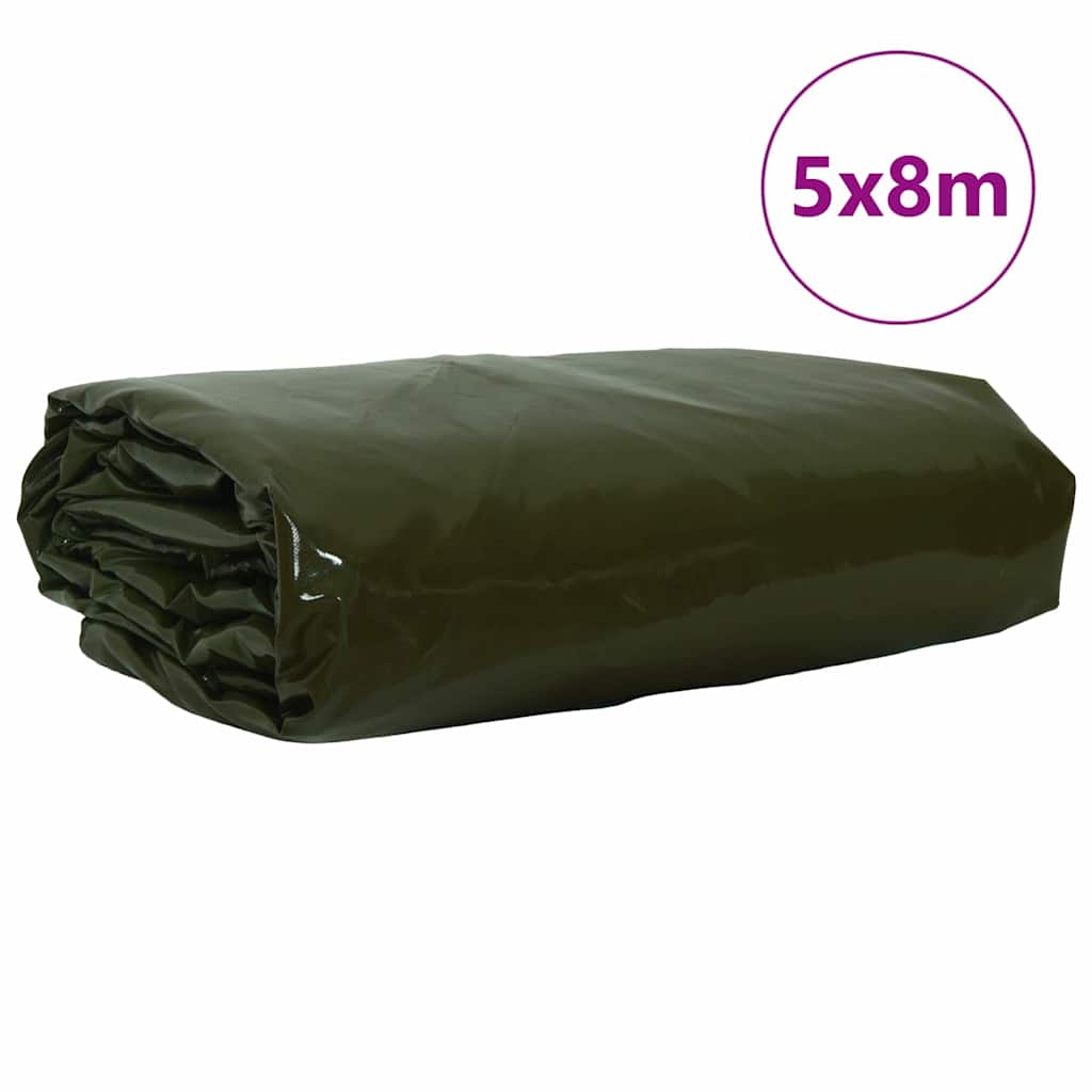 Vidaxl zeil 650g m² olijf groen 5 x 8 m canvas met pvc-coating