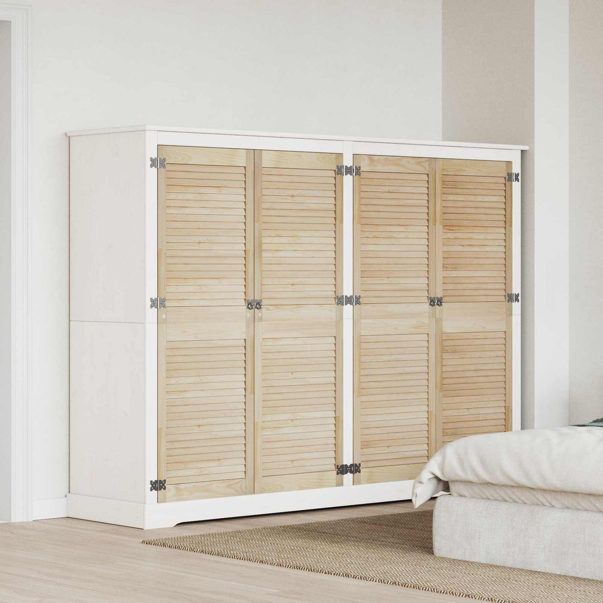 Vidaxl kastdeur 4 pcs naturel 140.5 x 2 x 59.5 cm massief grenenhout