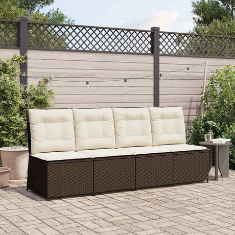 Vidaxl tuinbank met kussen zwart en cream wit poly rattan