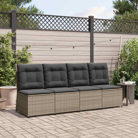 Vidaxl tuinbank met kussen grijs poly rattan