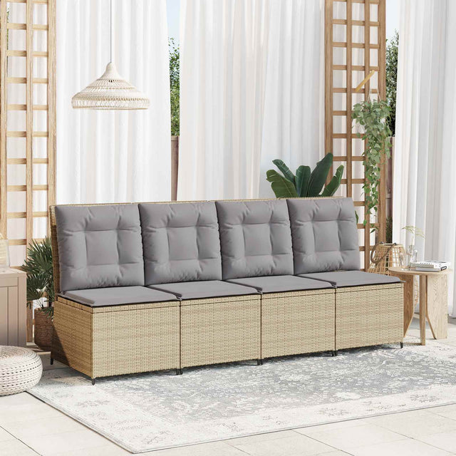 Vidaxl tuinbank beige en grijs poly rattan