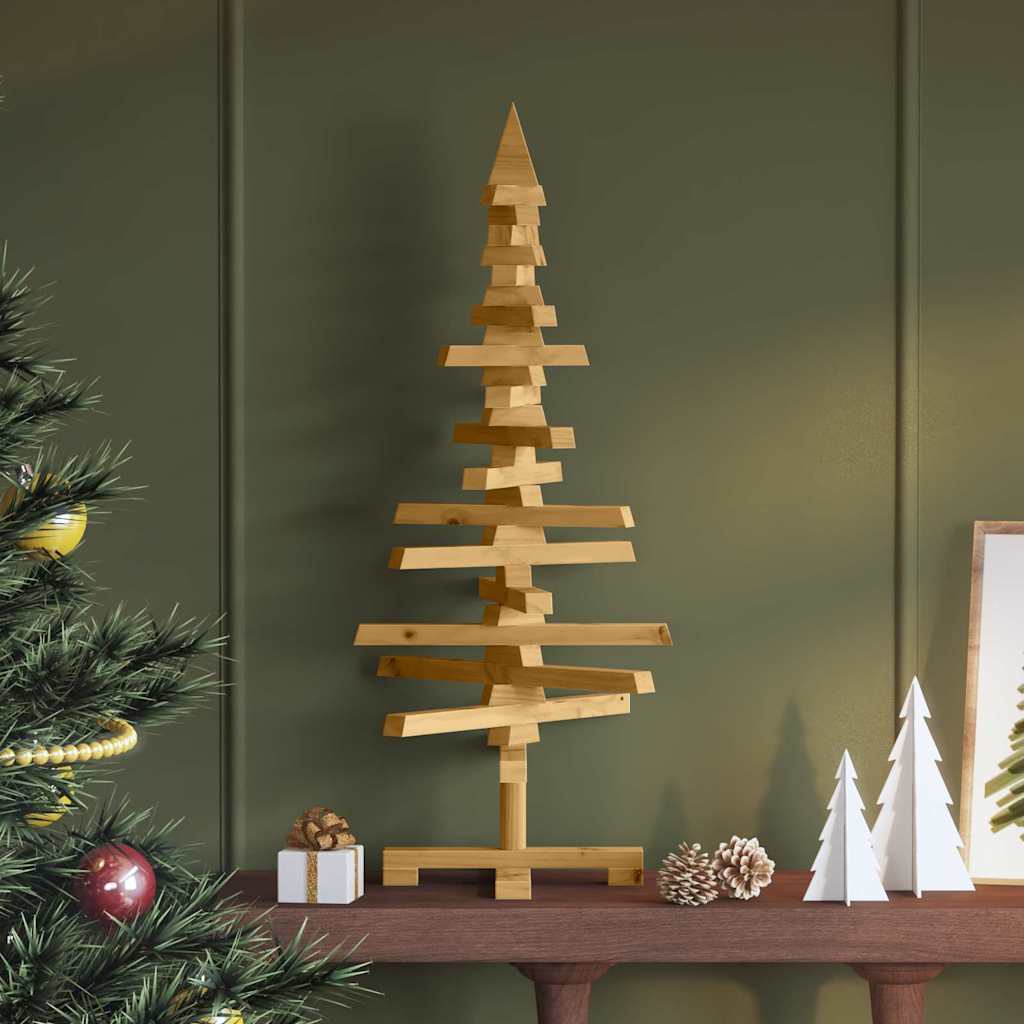 Vidaxl houten kerstboom met standaard bruin 90 cm massief grenenhout