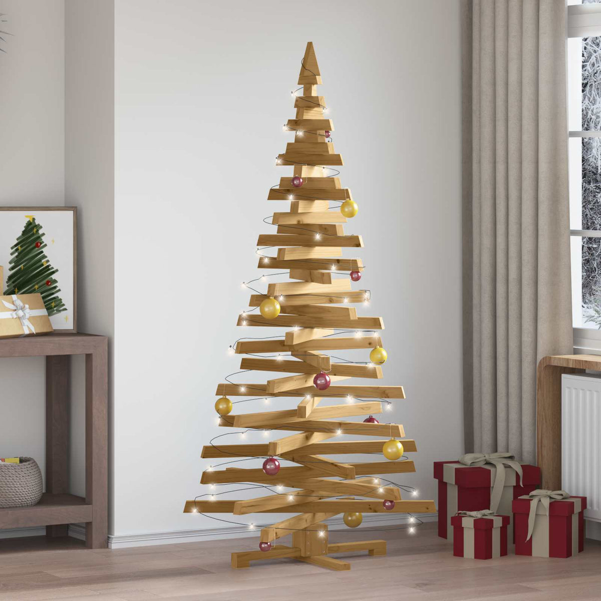 Vidaxl kerstbomen met standaard bruin 180 cm massief grenenhout