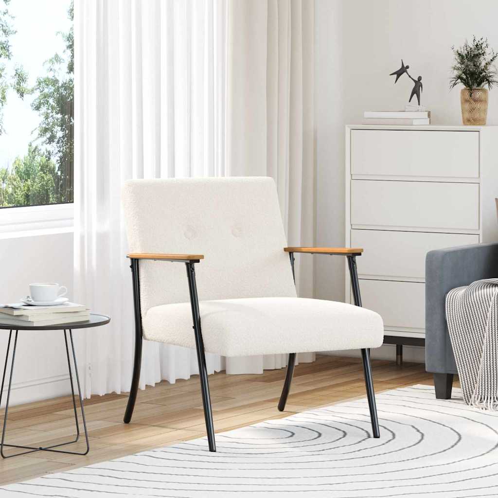 Vidaxl fauteuil crème krullend wol-achtig stof
