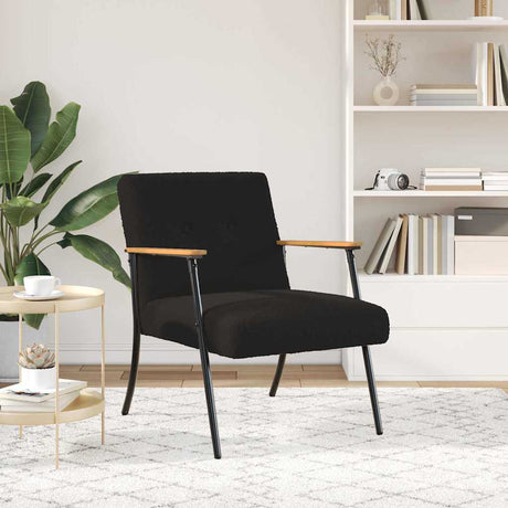 Vidaxl fauteuil zwart krullend wol-achtig stof