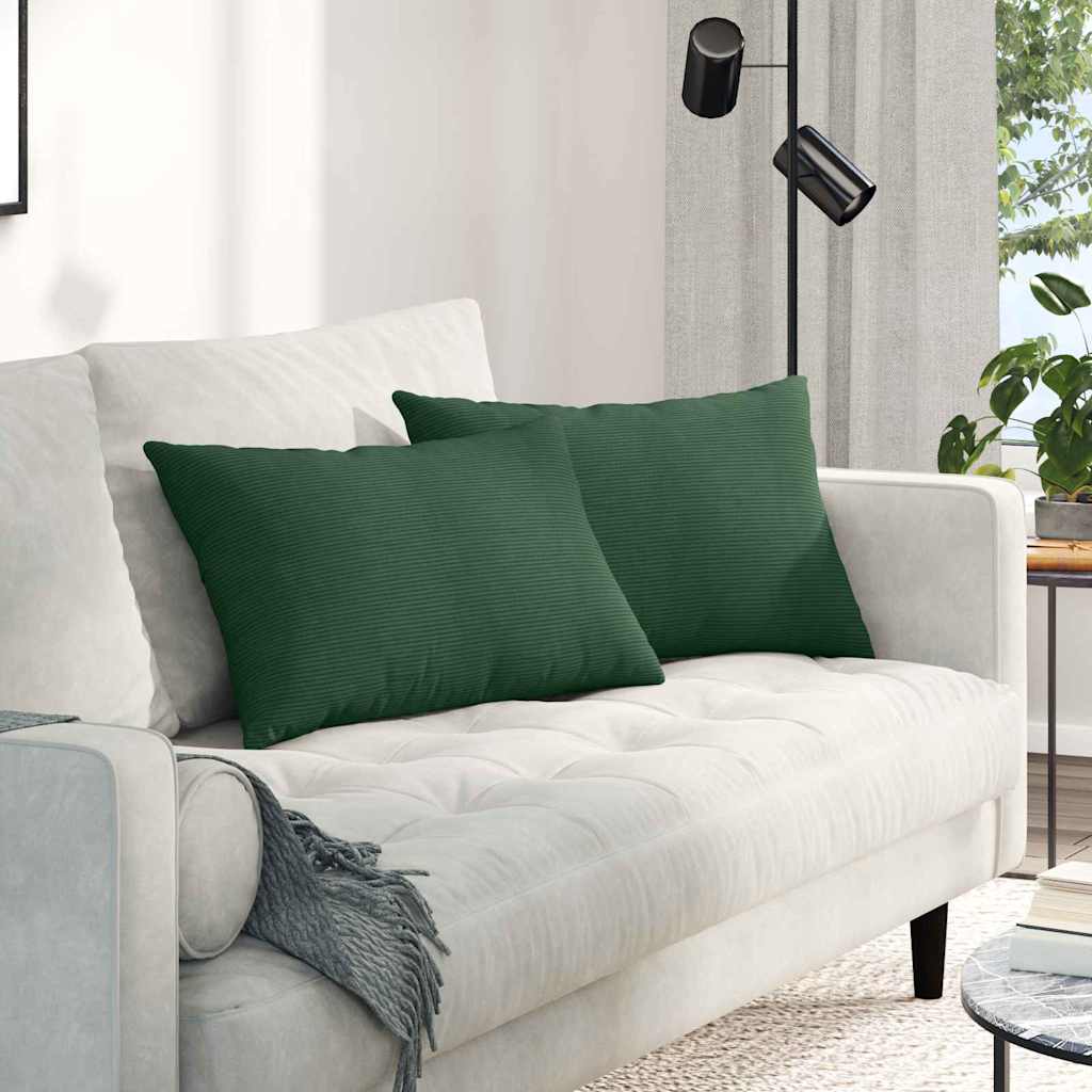 Vidaxl sofa kussens 2 stuks donkergroen 60 x 40 cm cordstof