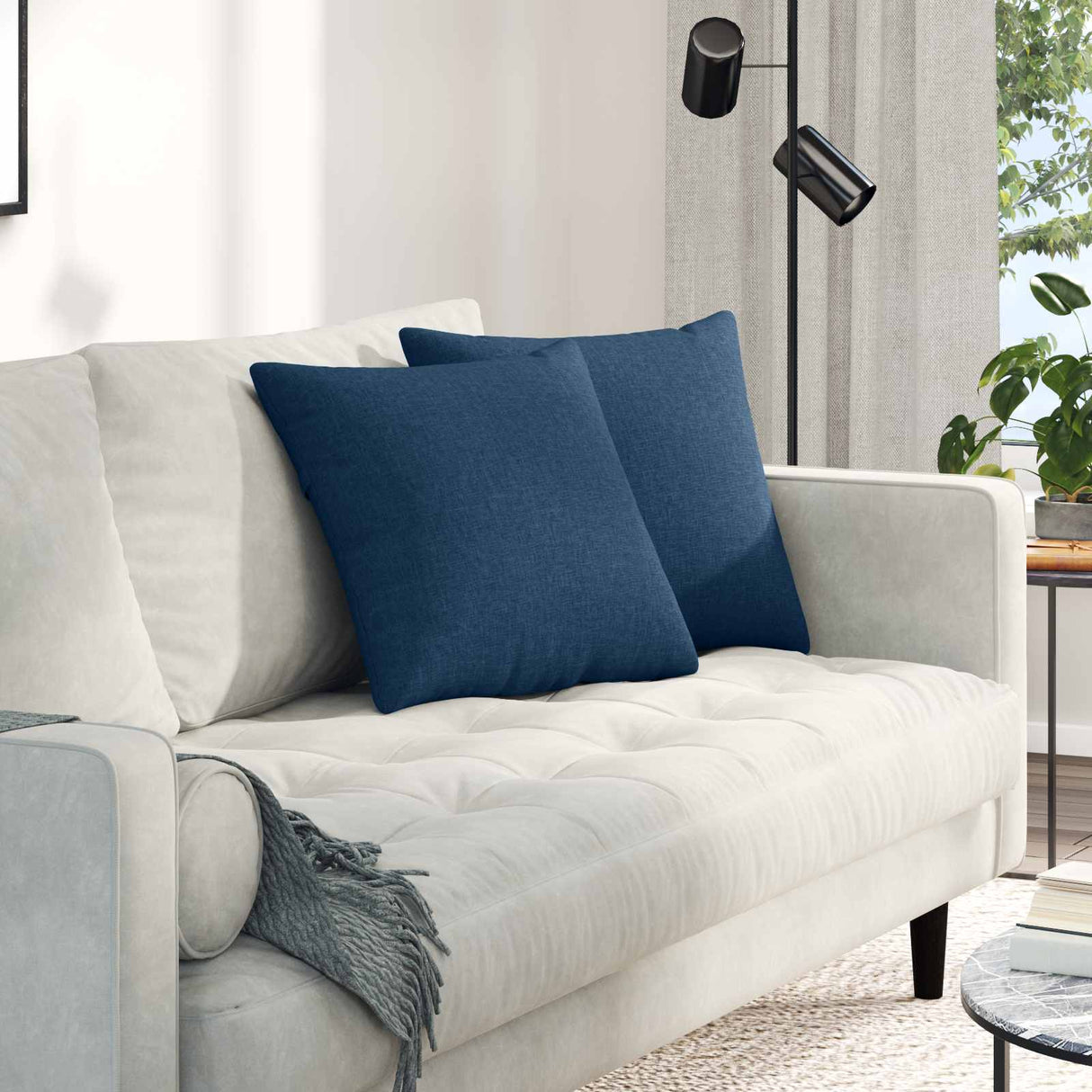 Vidaxl sofa kussens 2 pcs blauw 45 x 45 cm stof