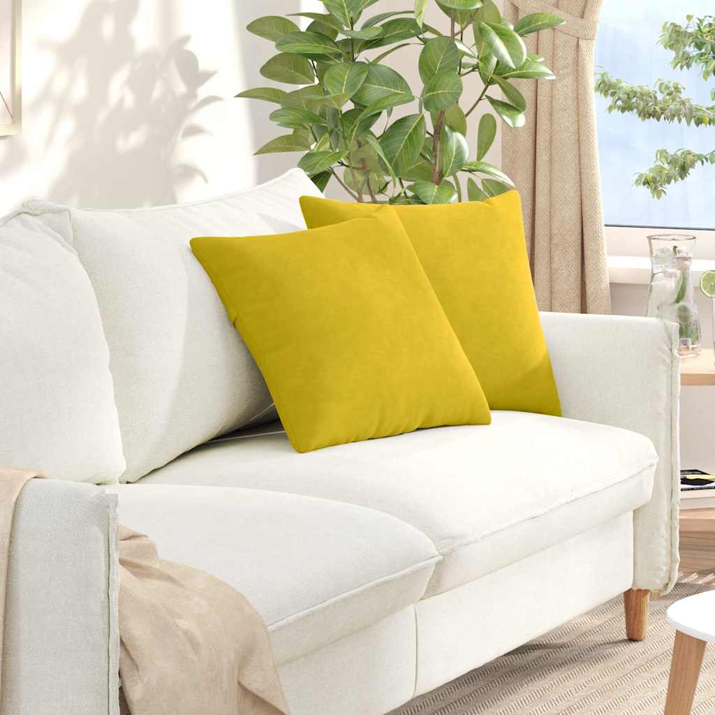 Vidaxl sofa kussens 2 stuks geel 45 x 45 cm cordstof