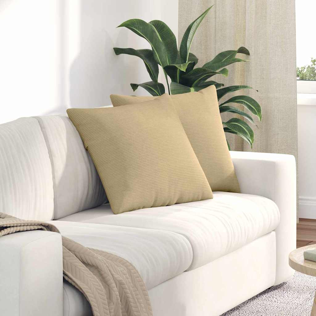 Vidaxl sofa kussens 2 stuks grijs groen 50 x 50 cm cordstof