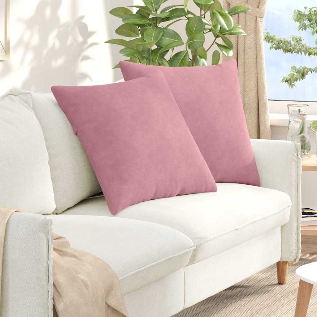 Vidaxl sofa kussens 2 stuks roze 80 x 80 cm cordstof