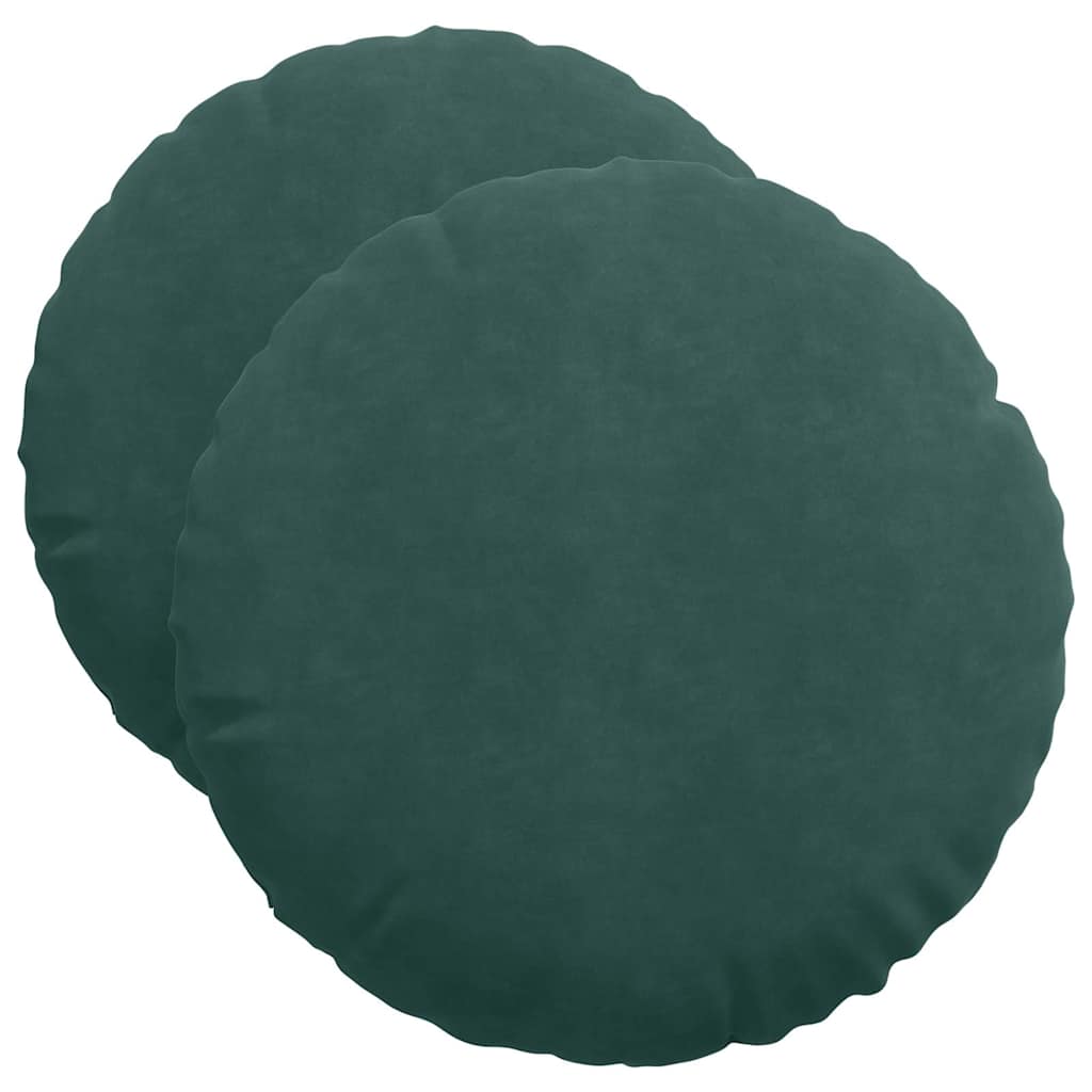 Vidaxl zitkussens 2 stuks donkergroen ø 40 x 13 cm fluweel