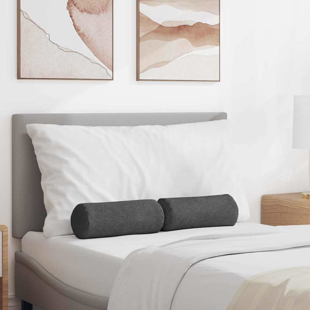 Vidaxl bolster kussens 2 stuks donkergrijs ø 15 x 40 cm cordstof