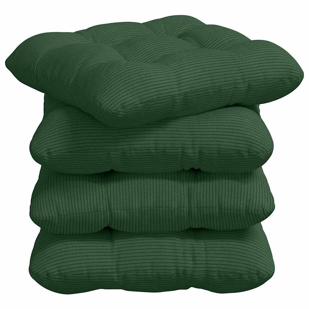 Vidaxl zitkussens 4 pcs donkergroen 40 x 40 cm katoen stof