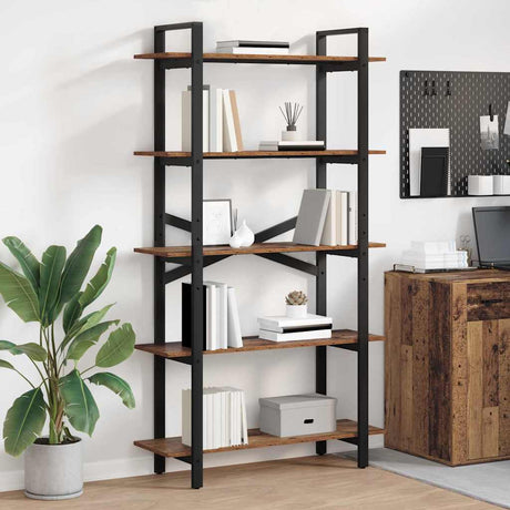 Vidaxl boekenkast 5-laags 100 x 33,5 x 178 cm bewerkt hout oud hout