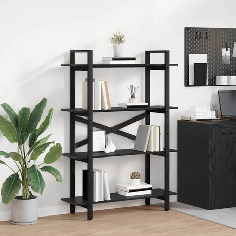 Vidaxl boekenkast 4-laags 100 x 33,5 x 140 cm bewerkt hout zwart eiken