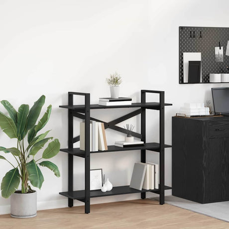 Vidaxl boekenkast 3-laags 100 x 33,5 x 102 cm bewerkt hout zwart eiken
