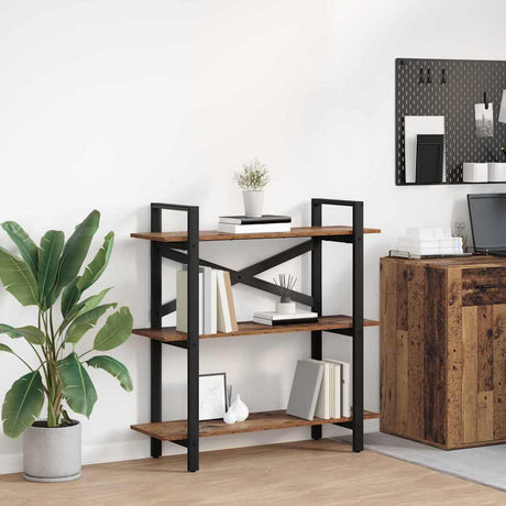 Vidaxl boekenkast 3-laags 100 x 33,5 x 102 cm bewerkt hout oud hout