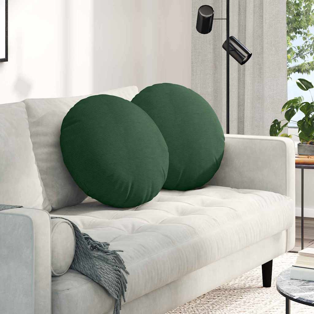 Vidaxl zitkussens 2 pcs donkergroen ø 50 cm katoen stof