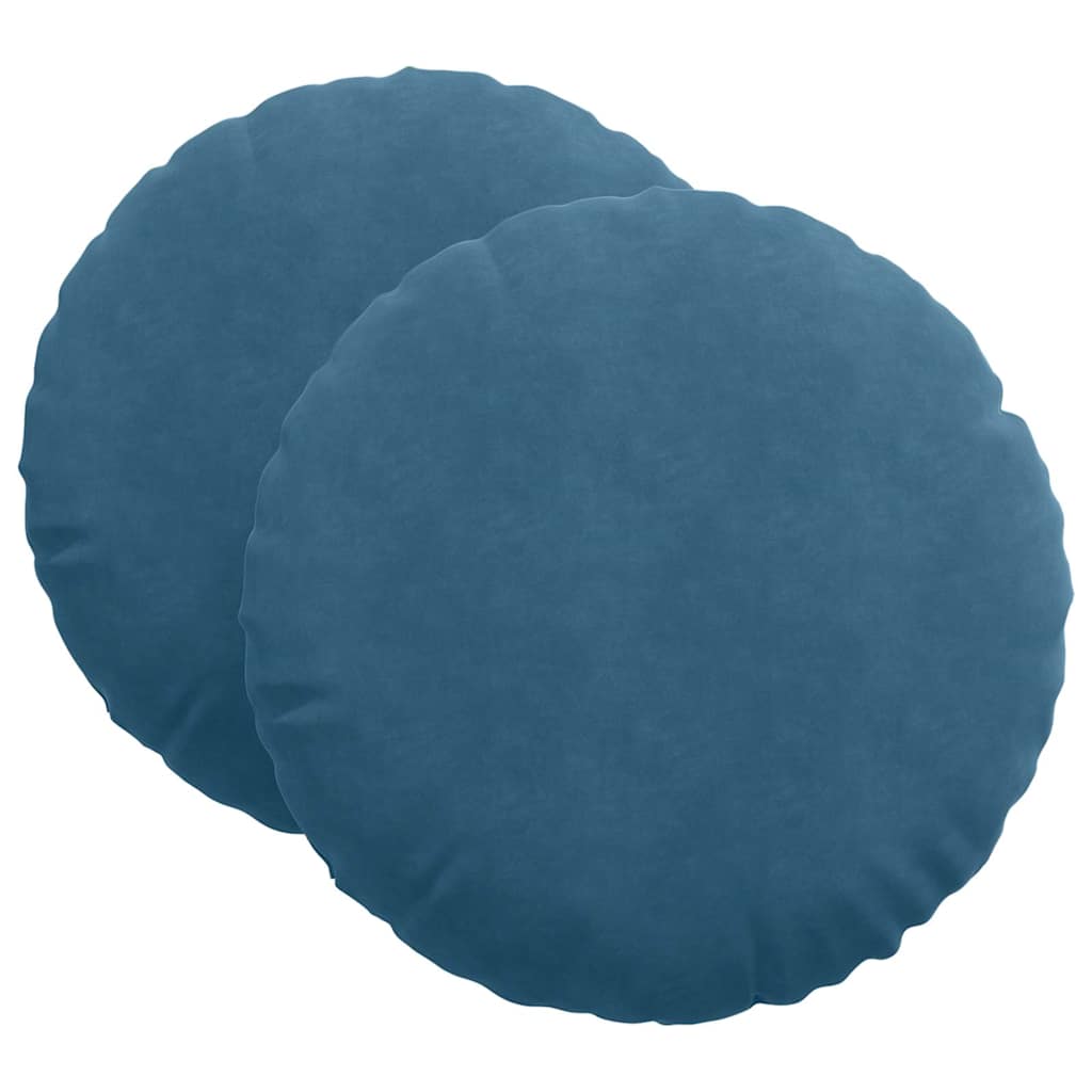 Vidaxl zitkussens 2 stuks blauw ø 40 x 13 cm fluweel