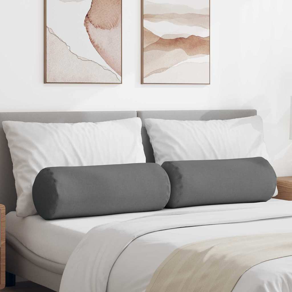 Vidaxl bolster kussens 2 stuks donkergrijs ø 25 x 70 cm stof