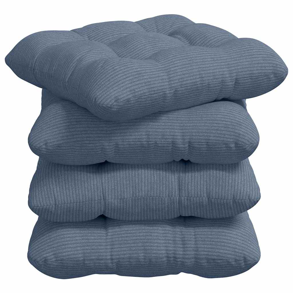 Vidaxl zitkussens 4 pcs blauw 40 x 40 cm katoen stof