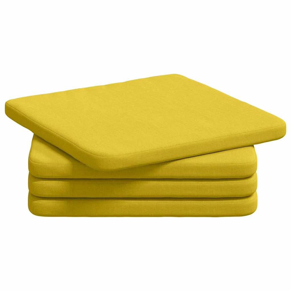 Vidaxl zitkussens 4 pcs lichtgeel 40 x 40 x 3 cm stof