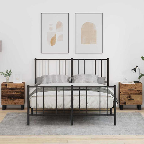 Vidaxl nachtkastje 2 st oud hout en zwart 40 x 35 x 47,5 cm