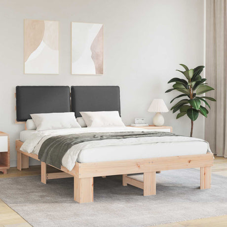 Vidaxl bedframe met gevoerd hoofdgedeelte donkergrijs 140 x 200 cm