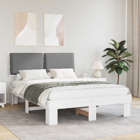 Vidaxl bedframe met gevoerd hoofdgedeelte lichtgrijs 140 x 200 cm