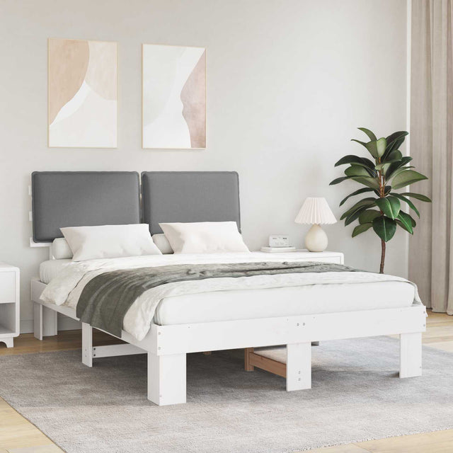 Vidaxl bedframe met gevoerd hoofdgedeelte lichtgrijs 140 x 200 cm