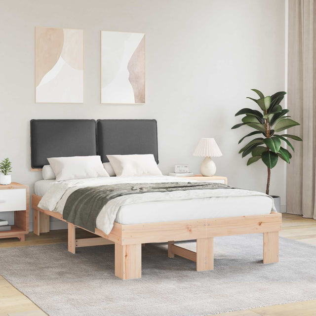 Vidaxl bedframe met gevoerd hoofdgedeelte donkergrijs 120 x 200 cm