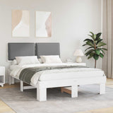 Vidaxl bedframe met gevoerd hoofdgedeelte lichtgrijs 135 x 190 cm