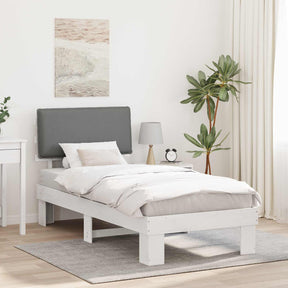 Vidaxl bedframe met gevoerd hoofdgedeelte lichtgrijs 100 x 200 cm