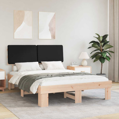 Vidaxl bedframe met gevoerd hoofdgedeelte zwart 150 x 200 cm
