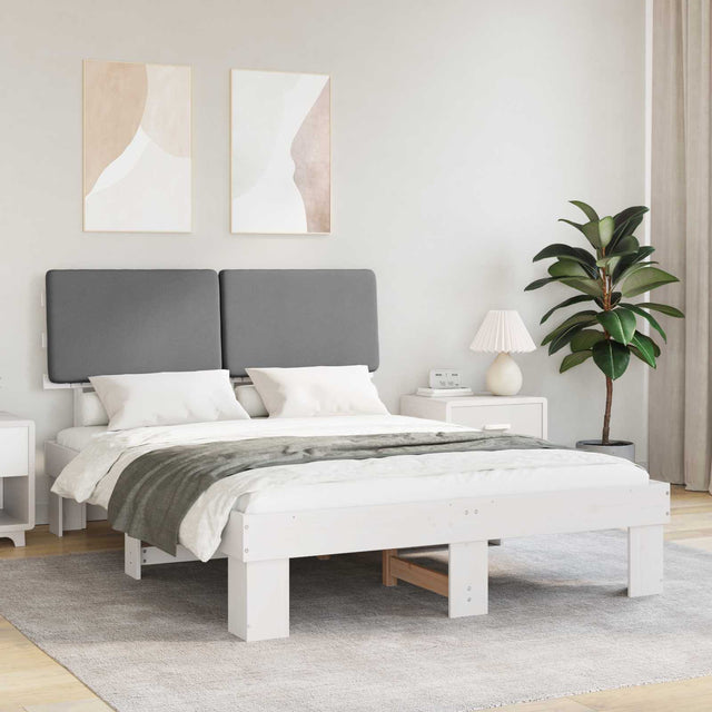 Vidaxl bedframe met gevoerd hoofdgedeelte lichtgrijs 140 x 200 cm