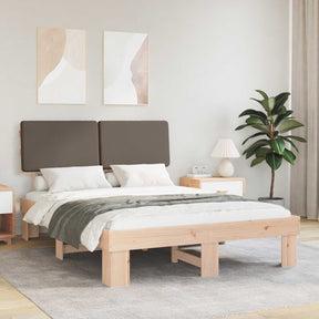 Vidaxl bedframe met gevoerd hoofdgedeelte taupe 140 x 190 cm