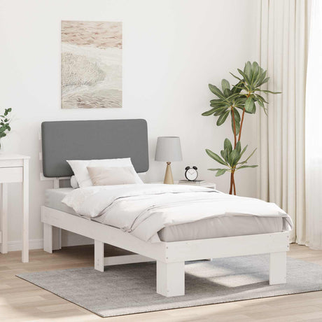 Vidaxl bedframe met gevoerd hoofdgedeelte lichtgrijs 80 x 200 cm