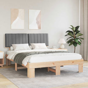 Vidaxl bedframe met gevoerd hoofdgedeelte lichtgrijs 150 x 200 cm