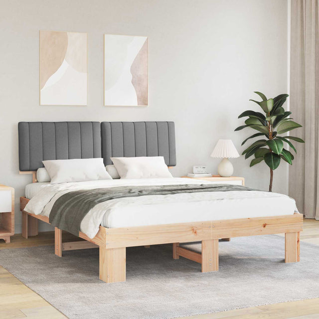 Vidaxl bedframe met gevoerd hoofdgedeelte lichtgrijs 150 x 200 cm