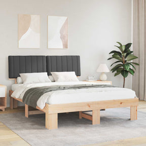Vidaxl bedframe met gevoerd hoofdgedeelte donkergrijs 150 x 200 cm