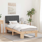 Vidaxl bedframe met gevoerd hoofdgedeelte donkergrijs 90 x 190 cm